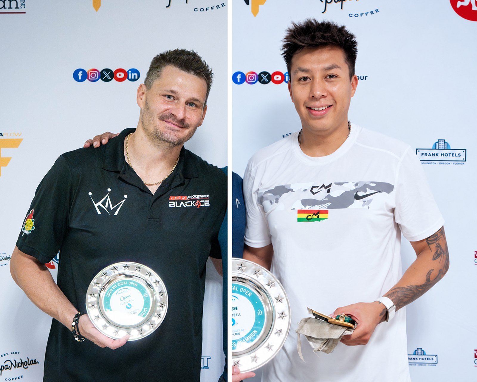 2026 SoCal Open Pro Singles — champion Conrrado Moscoso and finalist Kane Waselenchuk with their plates